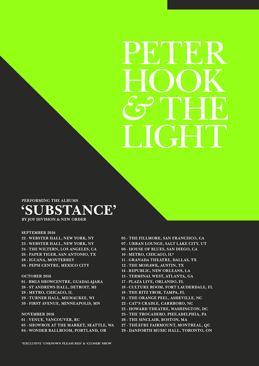 Peter Hook and The Light Substance Tour Poster